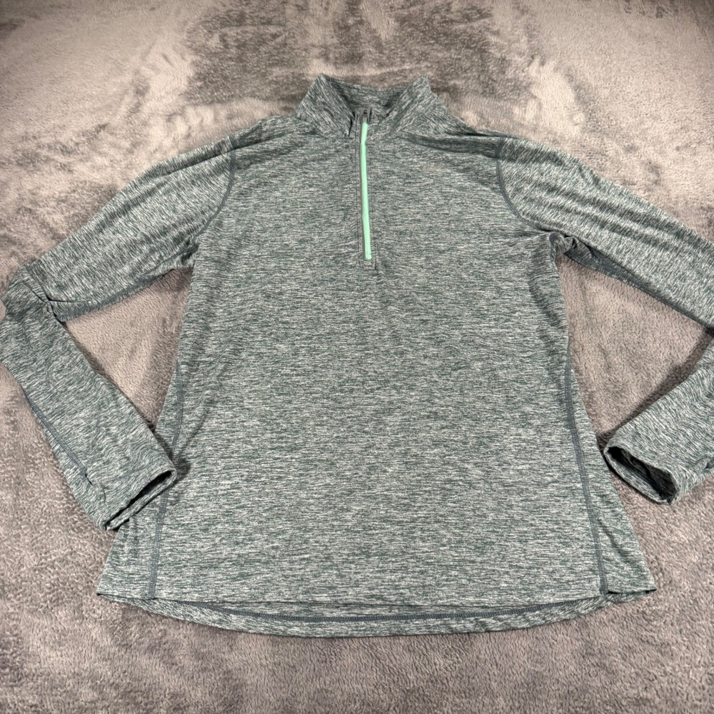Nike Running Dri-FIT Women L Half Zip Pullover Space Dye Teal Grey 685910-392